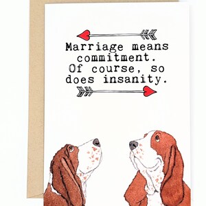 Basset Hound / Tarjeta de aniversario / Tarjeta de San Valentín / Boda / Matrimonio / Amor / Divertida / Interior en blanco