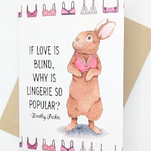 Hase-Karte | Dorothy Parker | BH | Wäsche | Büstenhalter | Hase | Lustige Karte | Tier Briefpapier | Innen leer