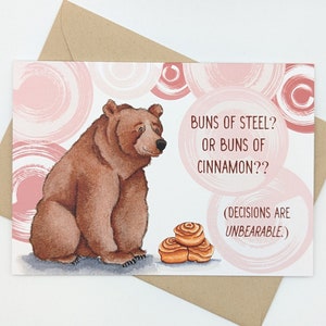 Ours brun | brioches à la cannelle | Petits pains d'acier | Décisions | Carte humoristique | de voeux | Blanc à l'intérieur