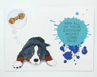 Bernese Mountain Dog Card | Birthday Card | Bernese Mountain Dog Stationery | Dog Birthday Card | Dog Lover Birthday