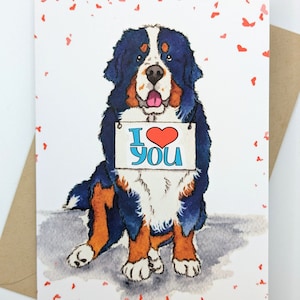 Berner Sennenhund | Ich Liebe Dich | Jubiläum | Hundeliebhaber | Hund Karte | Grußkarte | Innen leer
