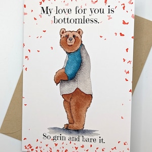 Ours brun | Amour | Coquine | Saint-Valentin | Anniversaire | Anniversaire | de voeux | Blanc à l'intérieur