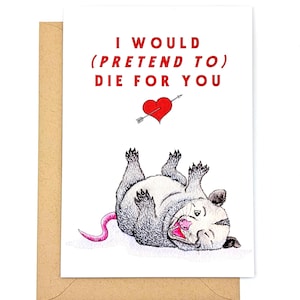 Carte de Saint-Valentin avec un opossum | Anniversaire | Conjoint(e) | Partenaire | Meilleur(e) ami(e) | Intérieur vierge