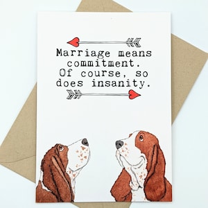 Basset | Jubiläumskarte | Valentinstag Karte | Hochzeit | Ehe | Liebe | Witzig | Innen leer