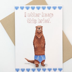 Lontra / Breve nota / Biglietto d'auguri / Biglietto con animali divertenti / Biancheria intima / Biglietto di amicizia / Interno vuoto