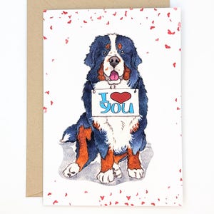 Boyero de Berna / Te amo / Aniversario / Amante de los perros / Tarjeta de perro / Tarjeta de felicitación / Interior en blanco