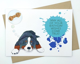 Bernese Mountain Dog Card | Birthday Card | Bernese Mountain Dog Stationery | Dog Birthday Card | Dog Lover Birthday