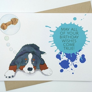 Berner Sennenhund Karte | Geburtstagskarte | Berner Sennenhund Briefpapier | Hund Geburtstagskarte | Hundeliebhaber Geburtstag