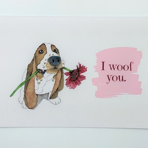 Basset Hound Card | I Love You | Dog Card | Valentine's Day Card | Anniversary Card | Support Card | Love Card | Blank Inside