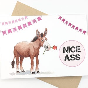 Donkey | Ass | Nice Ass | Valentine's Card | Anniversary Card | Dating | Marriage | Cheeky Card | Greeting Card | Blank Inside