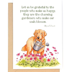 Golden Retriever / Jardineros / Plantas / Proust / Amistad / Aprecio / Gratitud / Gracias / Interior en blanco