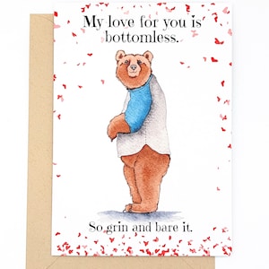 Oso pardo / Amor / Travieso / Día de San Valentín / Aniversario / Cumpleaños / Tarjeta de felicitación / Interior en blanco