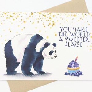 Panda | Verjaardagskaart | Cupcake | Wenskaart | Blanco binnenkant