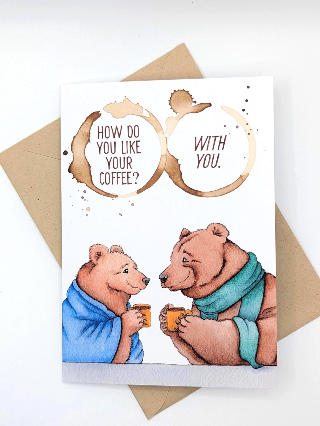 Brown Bears | Coffee | Anniversary Card | Valentine's Day Card | Best Friends | Greeting C
