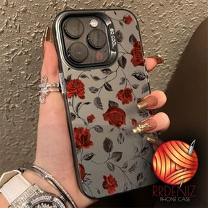 ローズ柄レーザーマットクリエイティブスマホケース