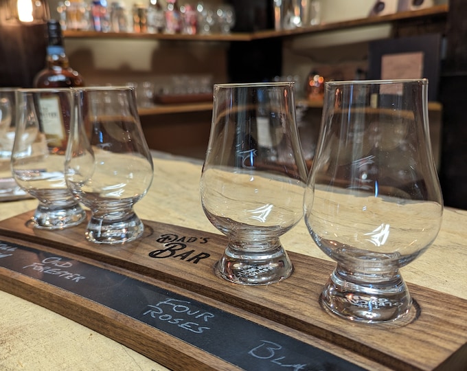 Personalized Wooden Bourbon Flight with Chalkboard Inlay – Ideal Gift for Whiskey and Bourbon Lovers - Father's Day - Birthday - Anniversary