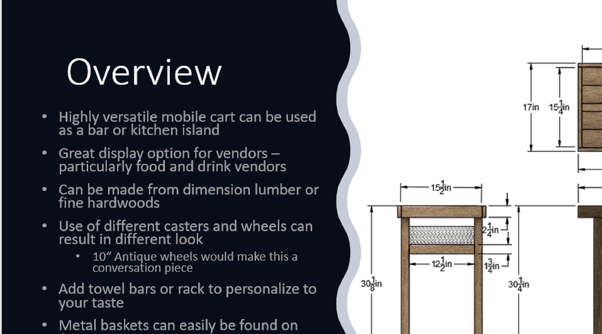 Rustic Bar Cart or Kitchen Island Wood Plan Weekend DIY Etsy