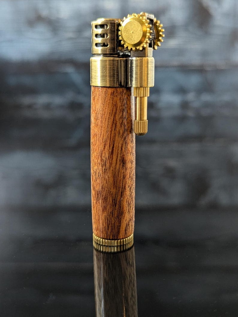 Hand-turned Wood Barrel Lighter - Crafted Elegance - Unique Steampunk ...