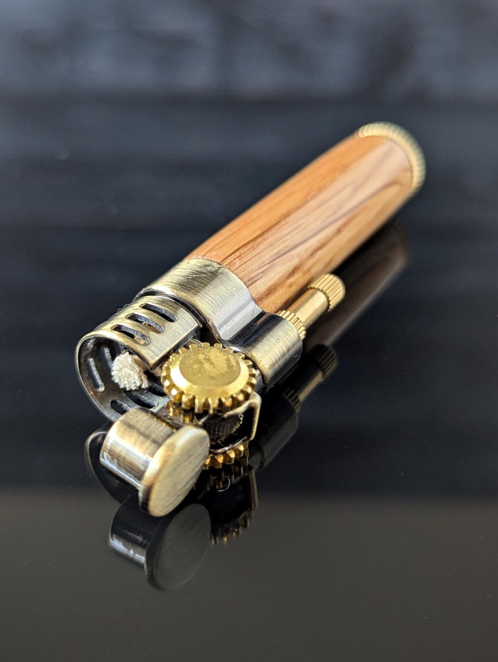 Hand-turned Wood Barrel Lighter - Crafted Elegance - Unique Steampunk ...