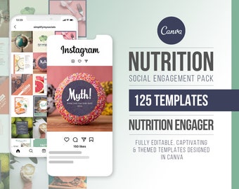 Nutrition Instagram Post Templates | Nutrition Engagement | Nutrition Template | Food Instagram Templates | Canva Template | Nutritionist