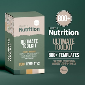 Nutritionist Ultimate Toolkit | Health and Nutrition Templates | Health and Wellbeing | Dietitian Template  | Canva Template | Recipe Book