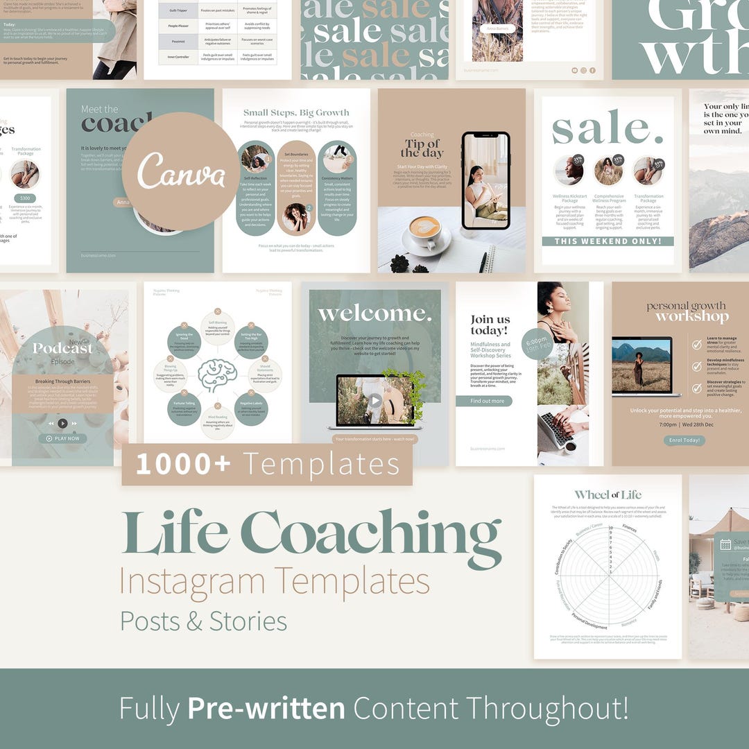 1000+ Life Coaching Instagram Canva Templates, Coaching Business ...