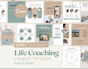 1000+ Life Coaching Instagram Canva Templates, Coaching Business, Social Media Posts & Stories, Aesthetic Instagram Feed, Social Media Canva