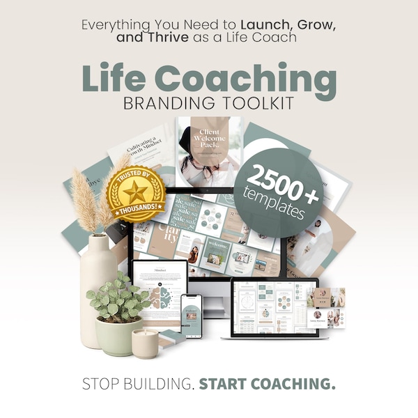 Life Coaching Branding Toolkit, Canva Templates, Coaching Tools and Resources, Client Forms, Instagram Posts, Therapy Worksheets & Workbooks