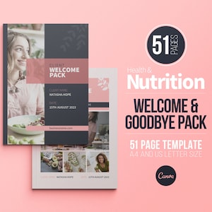 Nutrition Client Welcome Pack and Client Goodbye Pack Templates | Dietitian Onboarding and Offboarding | Nutritionist ebook | Canva Template