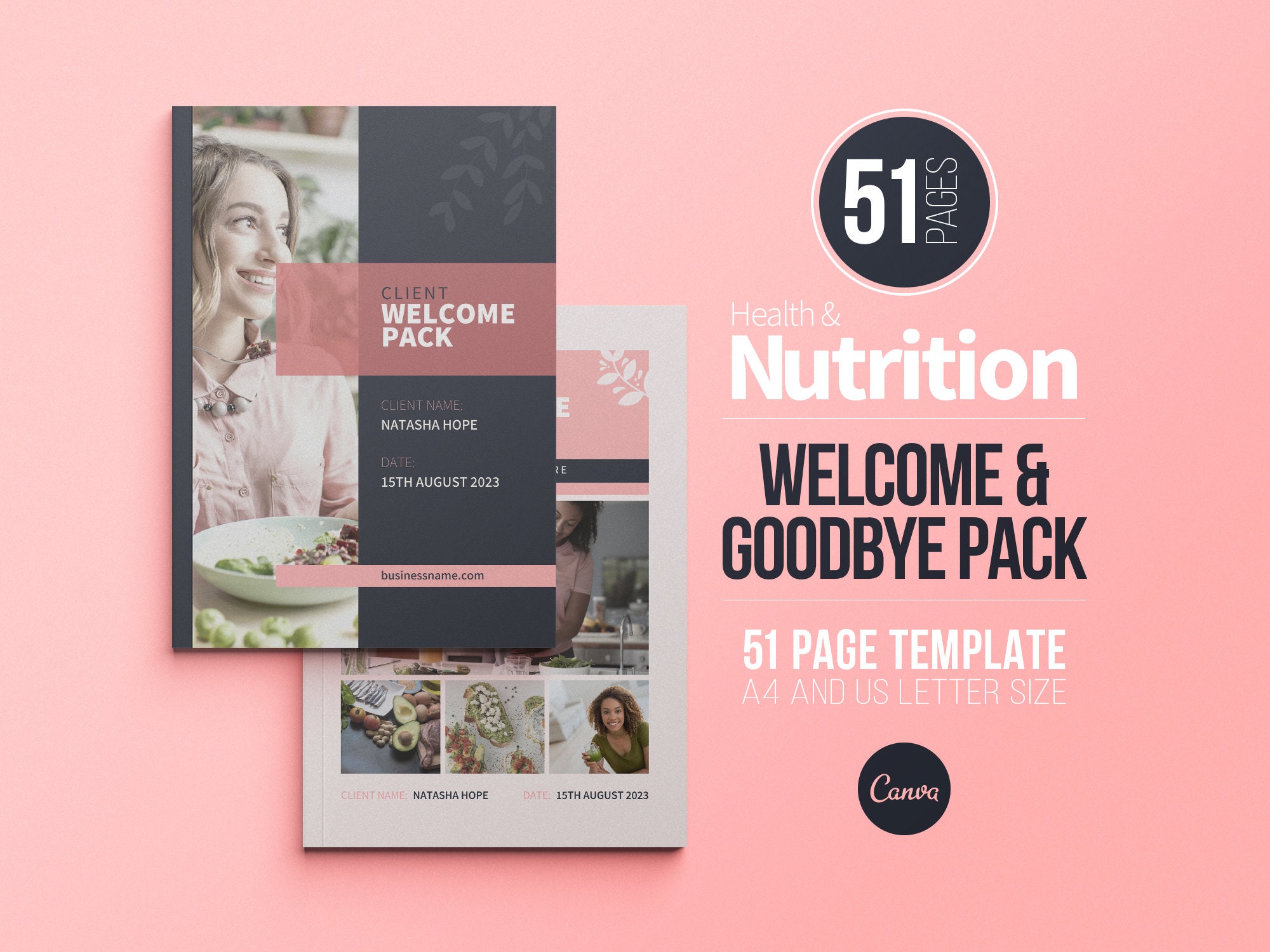 Weight Program Welcome Message Example Nutrition Client Welcome and Goodbye Pack, Canva Dietitian Client ...