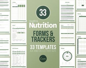 Nutrition Coach Client Intake Forms and Nutrition Trackers | Dietitian Forms | Weight Loss Tracker Logs | Food Journal | Habit Tracker