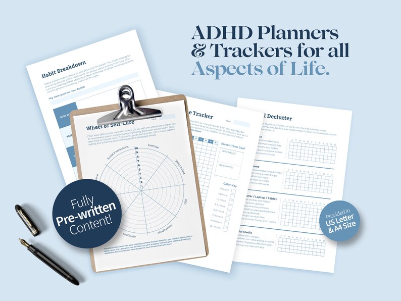 ADHD Planner and Tracker Canva Templates, Adult ADHD Coaching Tools image 3