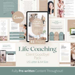 Paquete de despedida para clientes de coaching de vida, plantilla de Canva (descarga digital)