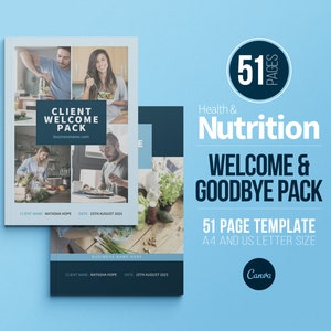 Nutrition Client Welcome Pack and Client Goodbye Pack Templates | Dietitian Onboarding and Offboarding | Nutritionist ebook | Canva Template