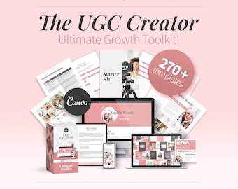 Ultieme toolkit voor UGC Creator, portfoliosjabloon, contract influencer, TikTok UGC, mediakit, socialmediatracker, Instagram Canva, website