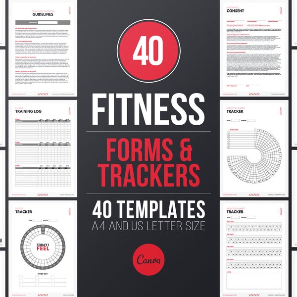 Personal Trainer Client Intake Forms and Fitness Trackers | PARQ | Personal Trainer Forms | Training Logs | Programming Templates
