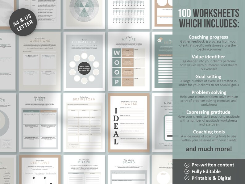 Life Coaching Ultimate Toolkit Life Coaching Worksheets Etsy