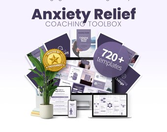 Anxiety Relief Toolbox, Canva Template, Mental Health Journal, Self-Care Planners & Trackers