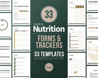 Formularios y registros del asesor nutricional / Admisión de clientes del dietista (Canva, PDF)