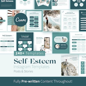 Self-Esteem Instagram Templates, Mental Health (Canva)