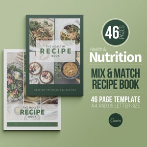 Modèle de livre de recettes | Modèle de livre de cuisine | Modèle de carte de recette | Planificateur de repas | Livre de recettes de nutritionniste | Livre de cuisine familial | Modèle de toile