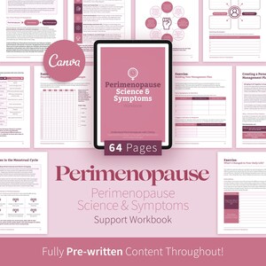 Zeszyt ćwiczeń dotyczący objawów okołomenopauzalnych, monitor zdrowia hormonalnego (Canva, edytowalny, wersja cyfrowa) zdjęcie 1