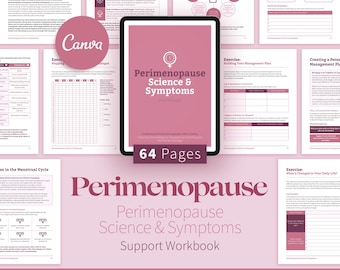 Perimenopause Symptoms Workbook, Hormone Health Tracker (Canva Editable, Digital Download)