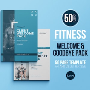 Fitness Client Welcome Pack and Client Goodbye Pack Templates | Client Onboarding and Offboarding | Personal Trainer ebook | Canva Template