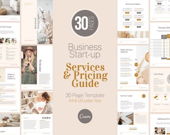 Services and Pricing Guide Template, Minimal Neutral Canva Design (Digital Download)