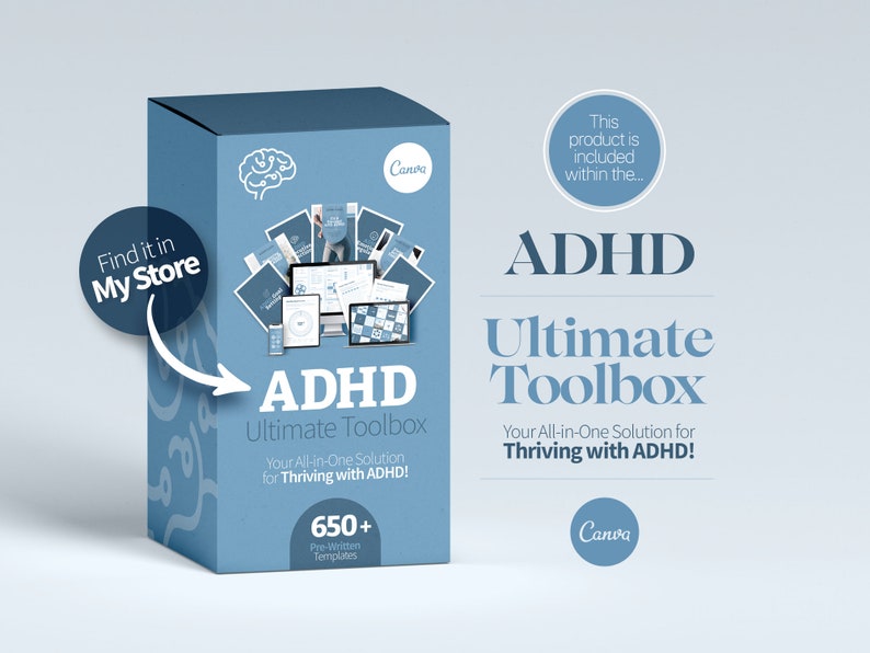 ADHD Planner and Tracker Canva Templates, Adult ADHD Coaching Tools image 2