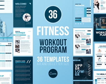 Modelo de programa de treino | Programa de exercícios para personal trainer | E-book de fitness | Modelo de preparador físico | Plano de treino de academia | Modelo do Canva