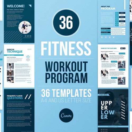 Canva Workout Program Template Fitness Ebook Template Etsy