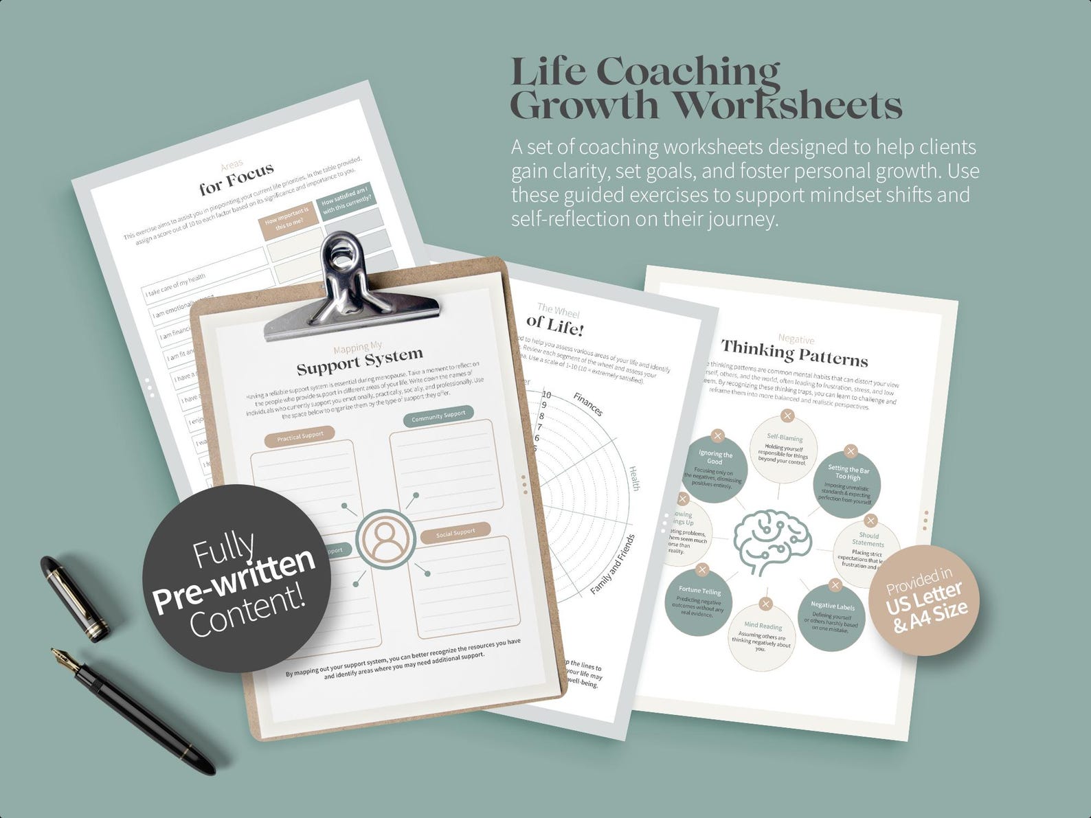 150+ Life Coaching Client Worksheets, Coaching Canva Templates, Wheel ...