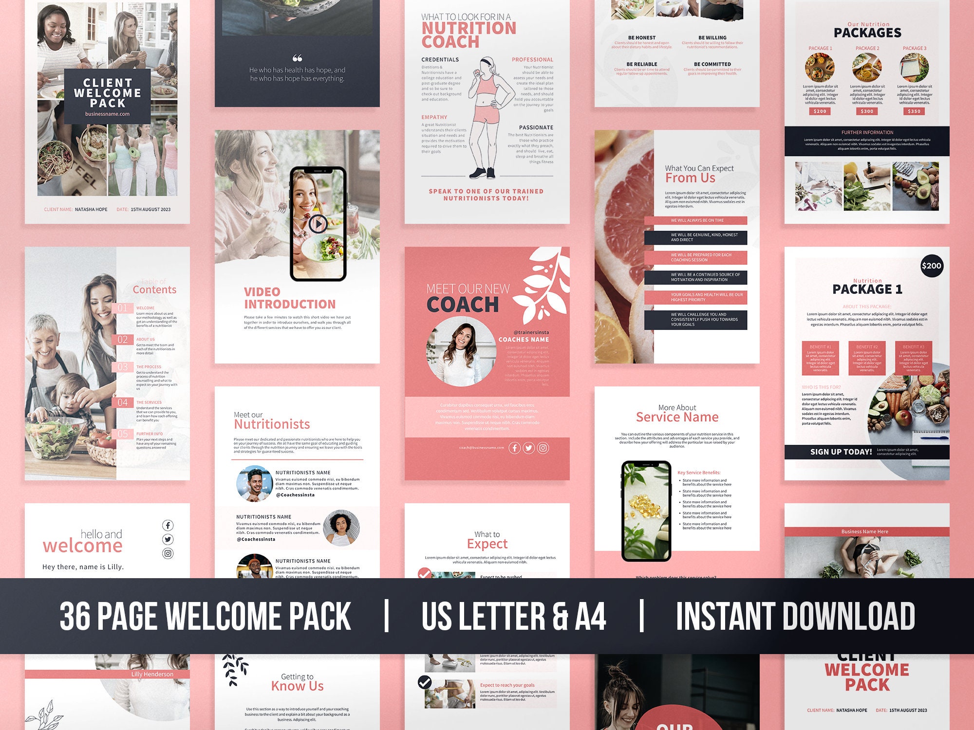 Weight Program Welcome Message Example Nutrition Client Welcome Pack and Client Goodbye Pack Templates ...